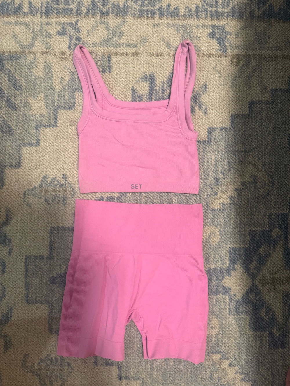 SET Active Pink Athletic Shorts and Crop Tank Set